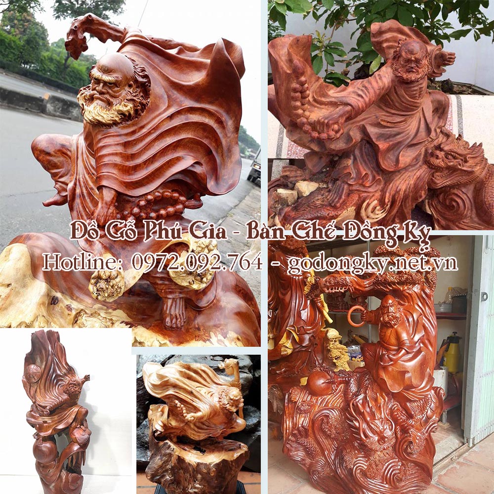 tượng đạt ma sư tổ thế võ gỗ hương tại đồng kỵ